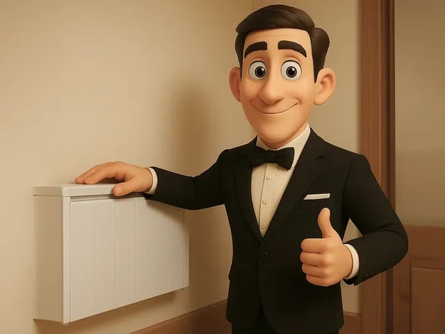 A 3D render of our eco butler in a home presenting an electric heater