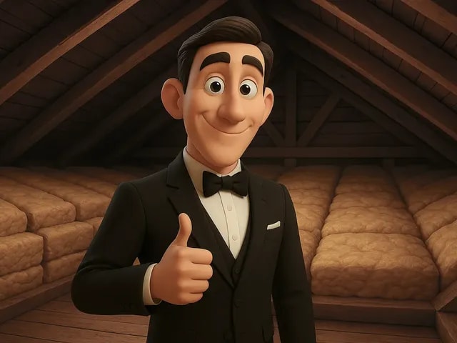 A 3D render of our eco butler stood in a well insulated loft